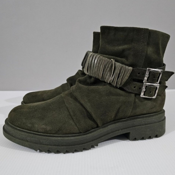 NEW Miz Mooz Fanley Boot Combat Ankle Bootie Forest Green Suede Leather EU 40 - Picture 1 of 13